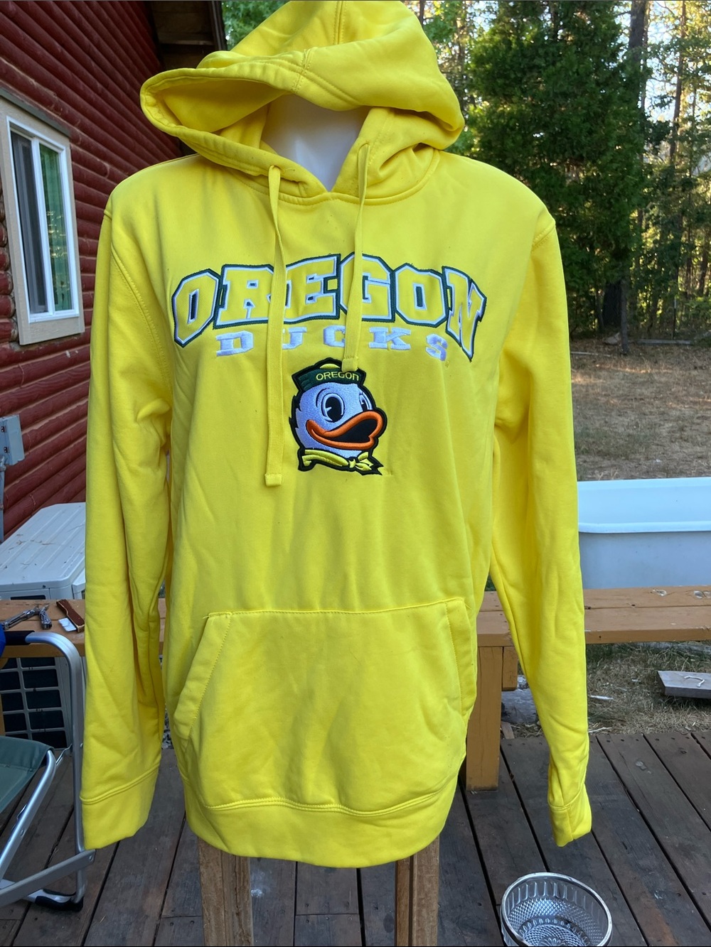 Oregon Ducks university of Oregon fluorescent yellow hooded fleece sweatshirt